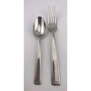 Vtg RALPH LAUREN Stainless Steel Flatware Silverware Korea 2pc Spoon Fork Glossy